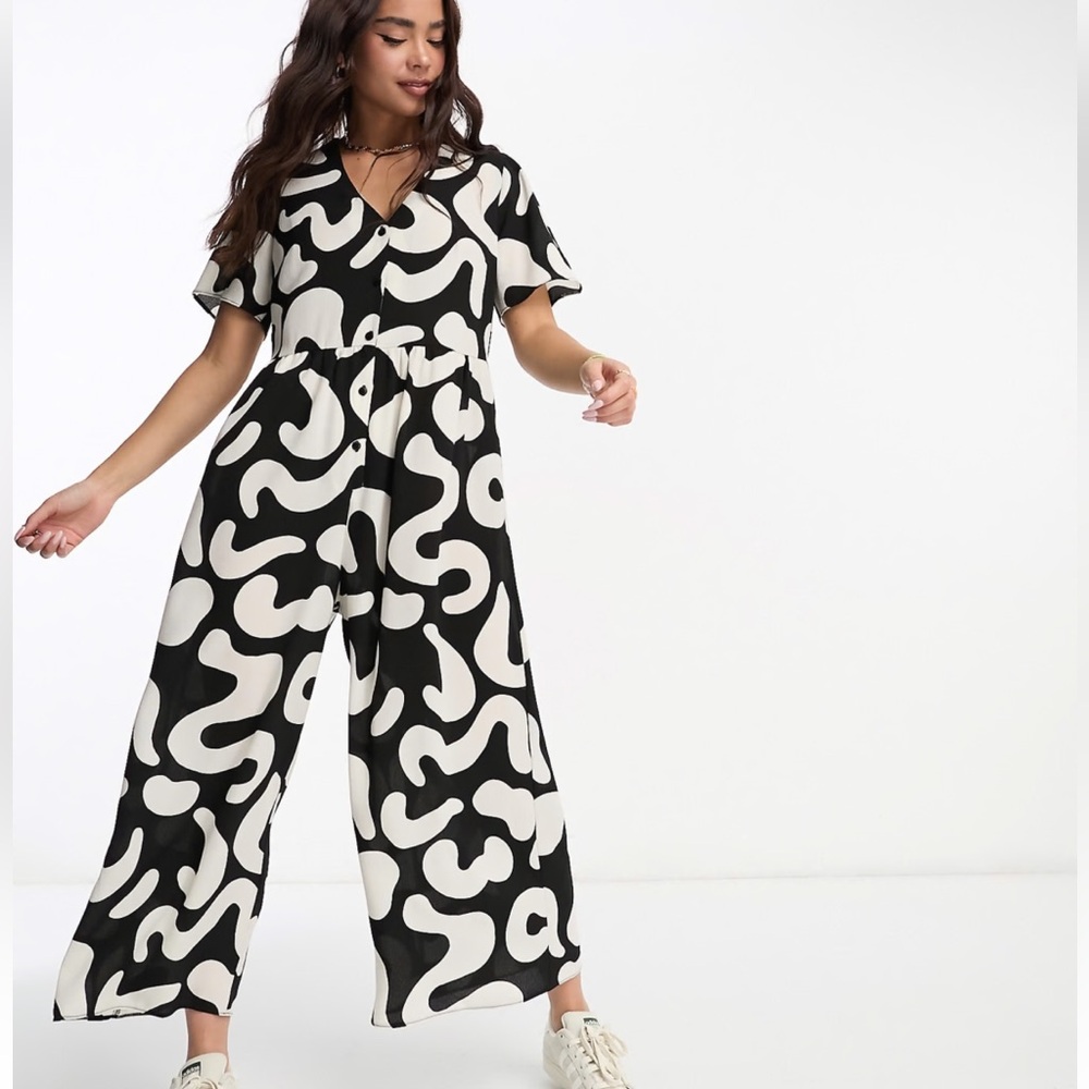 ASOS Black and White Abstract Jumpsuit